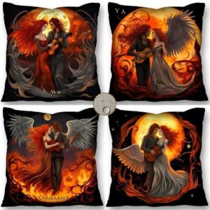 ai-designed guitar moon throw pillow covers 80x80cm set of 4 - waterproof for outdoor use farmhouse - for living room bed couch - indoor decorative cushion cases for home room christmas decorations