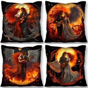 waxonle ai-crafted guitar moon throw pillow covers 80x80cm set of 4 for living room bed and couch soft decorative cushion cases for modern room and holiday celebrations - bedding home decor clearance