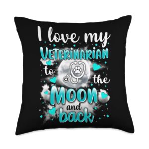 i love my husband tee veterinarian wife i love my husband to the moon and back throw pillow, 18x18, multicolor