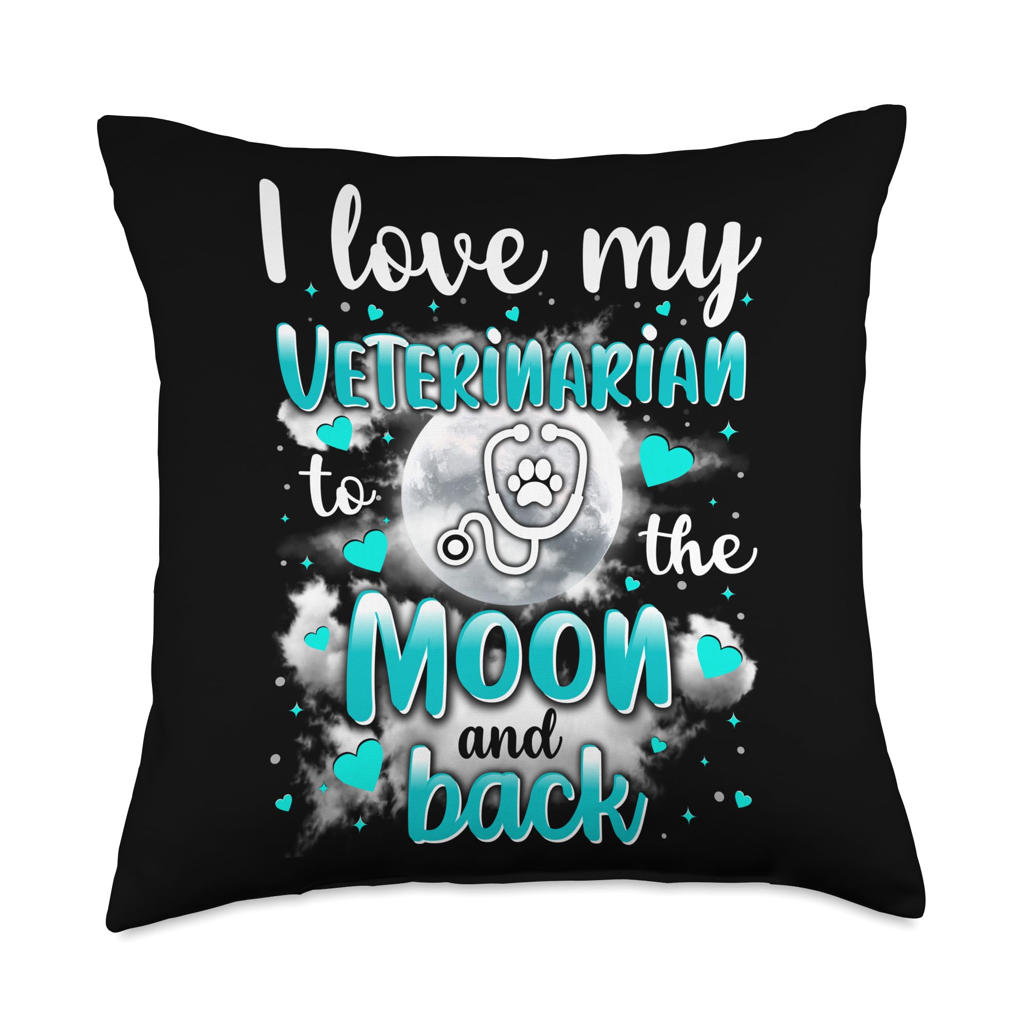 I love my husband tee Veterinarian Wife i Love My Husband to The Moon and Back Throw Pillow, 18x18, Multicolor