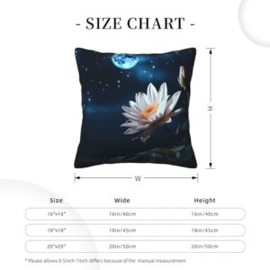 Flower and Moon Print Throw Pillow Cover Corduroy Soft Pillowcase with Hidden Zipper Decorative Cushion Covers for Sofa Living Room Home Decors 20"X20"