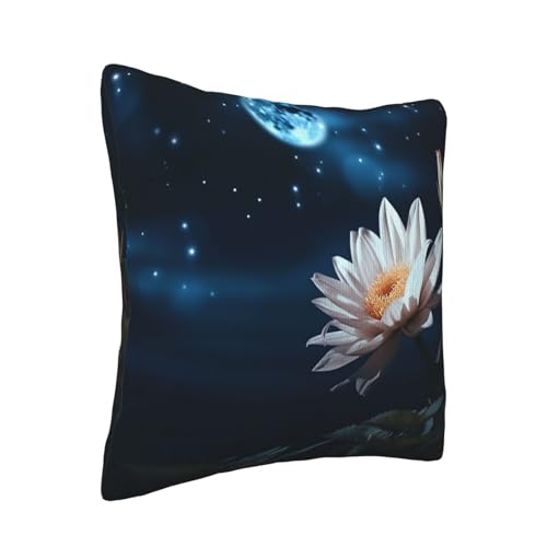 Flower and Moon Print Throw Pillow Cover Corduroy Soft Pillowcase with Hidden Zipper Decorative Cushion Covers for Sofa Living Room Home Decors 20"X20"