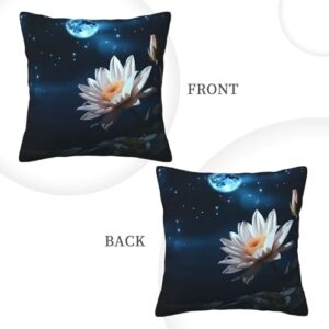 Flower and Moon Print Throw Pillow Cover Corduroy Soft Pillowcase with Hidden Zipper Decorative Cushion Covers for Sofa Living Room Home Decors 16"X16"