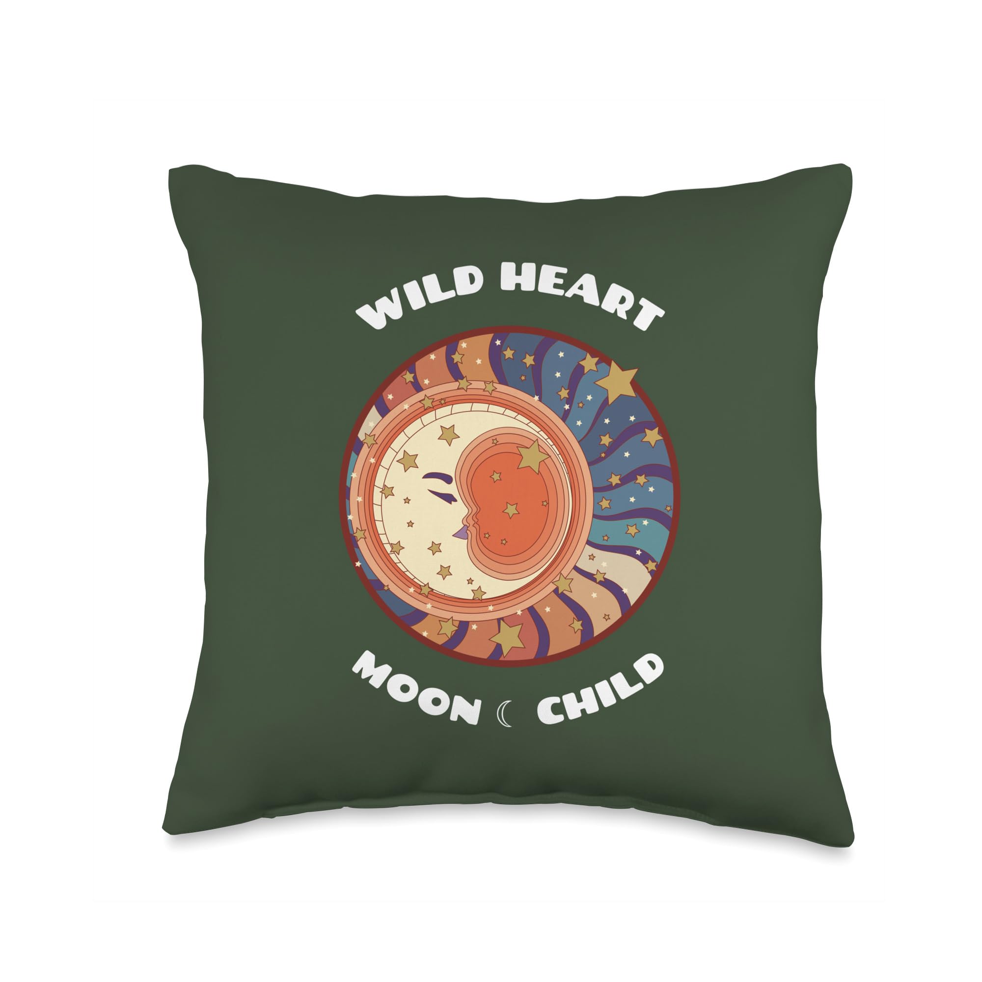 Wild Heart - Moon Child Starry Moon Night Throw Pillow, 16x16, Multicolor