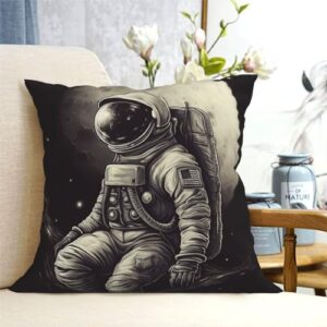 AdaNti Moon Astronaut Print Throw Pillow Cover Square Soft Cushion Cover Throw Pillow Case for Home Decor Living Room Bed Couch Car 18"x18"