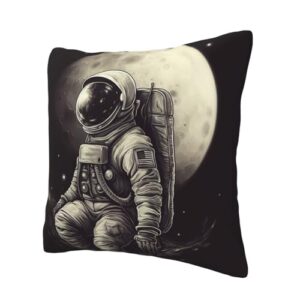 AdaNti Moon Astronaut Print Throw Pillow Cover Square Soft Cushion Cover Throw Pillow Case for Home Decor Living Room Bed Couch Car 18"x18"