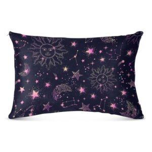 alaza pink moon sun star galaxy plush pillow cases queen size pillow cover soft & warm zippered bed pillowcase, 20 x 30 inch