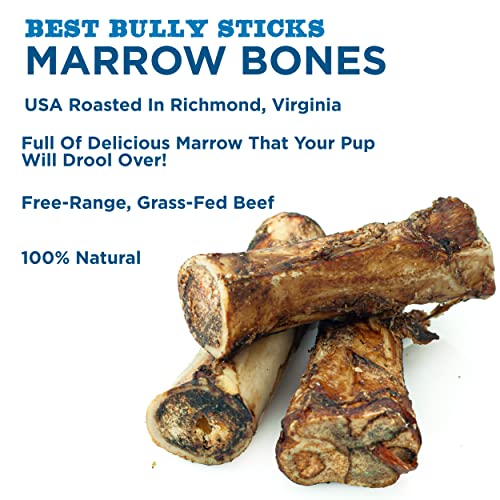 Best Bully Sticks Marrow Bones for Dogs, 3 Pack - USA Packed Healthy Dog Treats, Dog Bones for Large Dogs - Grass-Fed Beef Long Lasting Dog Chews