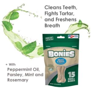 Bonies Natural Breath and Dental Formula Small-Sized Single Bone - All-Natural Ingredients, Fresh Breath, Cleans Teeth, Low Calories, Chicken Flavor, 15 Bones