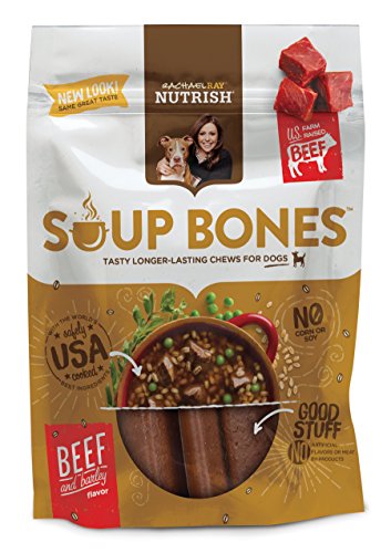 Rachael Ray Nutrish Soup Bones Dog Treats, Real Beef & Barley Flavor, 3 Bones, 6.3 Ounces