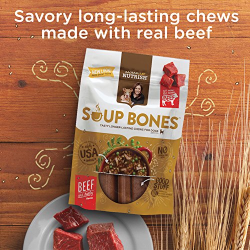 Rachael Ray Nutrish Soup Bones Dog Treats, Real Beef & Barley Flavor, 3 Bones, 6.3 Ounces