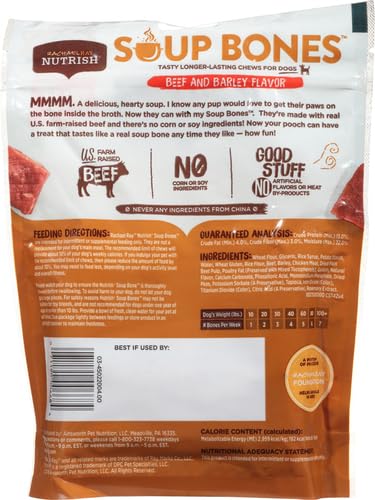 Rachael Ray Nutrish Soup Bones Dog Treats, Real Beef & Barley Flavor, 3 Bones, 6.3 Ounces