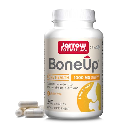 Jarrow Formulas BoneUp - 240 Capsules - 120 Servings - For Bone Support & Skeletal Nutrition - Includes Naturally Derived Vitamin D3, K2 (as MK-7) & 1000 mg Calcium - Gluten Free - Non-GMO