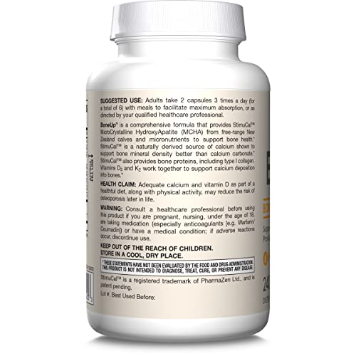 Jarrow Formulas BoneUp - 240 Capsules - 120 Servings - For Bone Support & Skeletal Nutrition - Includes Naturally Derived Vitamin D3, K2 (as MK-7) & 1000 mg Calcium - Gluten Free - Non-GMO