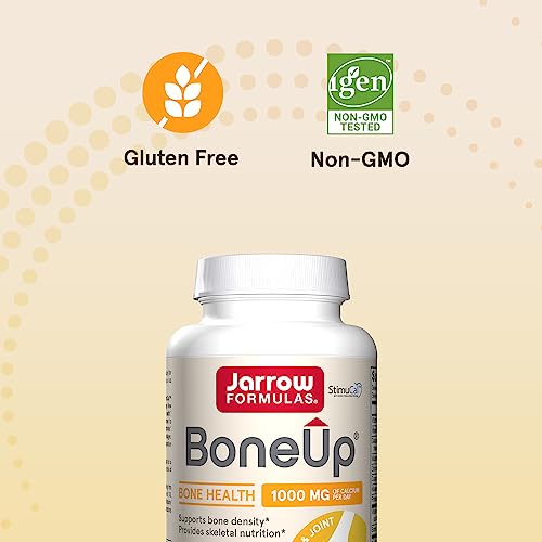 Jarrow Formulas BoneUp - 240 Capsules - 120 Servings - For Bone Support & Skeletal Nutrition - Includes Naturally Derived Vitamin D3, K2 (as MK-7) & 1000 mg Calcium - Gluten Free - Non-GMO