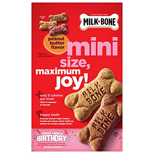 Milk-Bone Mini's Peanut Butter Flavor Dog Treats for All Size Dogs, 15 Ounce (Pack of 6), Crunchy Texture Helps Freshen Breath