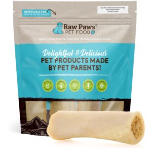 raw paws filled cow femurs for dogs - peanut butter flavor, 5-6", 4-ct - peanut butter filled bones for dogs - filled dog bones for large dogs - stuffed dog bones - stuffed bones for dogs