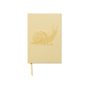 DesignWorks Ink Soft Touch Hardcover Funny Journal Notebook with Lined Pages and Ribbon Marker for Work, Writing, Journaling - Vintage Sass What the Shell Yellow Snail Journal (JB86-2031) 5.75" X 8.5"