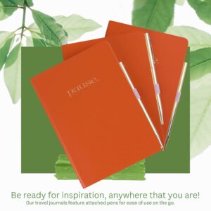 DesignWorks Ink Gratitude Journal with 196 Guided Pages for Daily Thoughts and Goals with Pen and Ribbon Marker | Undated Daily Mindfulness Journal, Orange and Gold Foil Pause