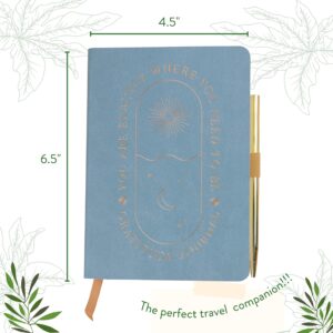 DesignWorks Ink Gratitude Journal with 196 Guided Pages for Daily Thoughts and Goals with Pen and Ribbon Marker | Undated Daily Mindfulness Journal, Teal and Gold Foil Where You Need to Be