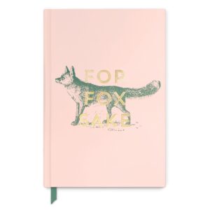 designworks ink vintage sass a5 hardcover notebook journal, design: “for fox sake, colour: pink, 14.6cm x 21.6cm, jb86-1099eu. 240 lined pages. soy based ink.