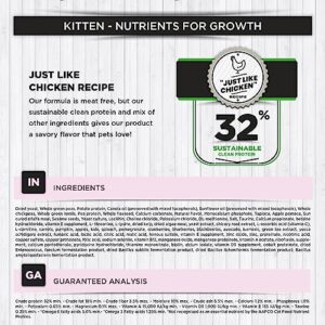 Nature's HUG Nutrients for Growth Kitten Dry Cat Food for Sensitive Stomachs, 4 lbs., Grain Free and Non-GMO, Hypoallergenic, Sustainable Clean Protein with Probiotics, Ages 2-12 Months