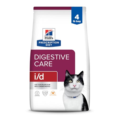 Hill's Prescription Diet i/d Digestive Care Chicken Flavor Dry Cat Food, Veterinary Diet, 4 lb. Bag