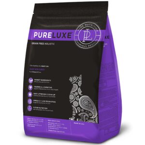 gluten and grain free cat food, adult cat elite nutrition, turkey, for all life stages and breeds, made in the usa, 11lbs - by pureluxe