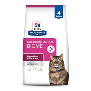 hill's prescription diet gastrointestinal biome digestive/fiber care with chicken dry cat food, veterinary diet, 4 lb. bag