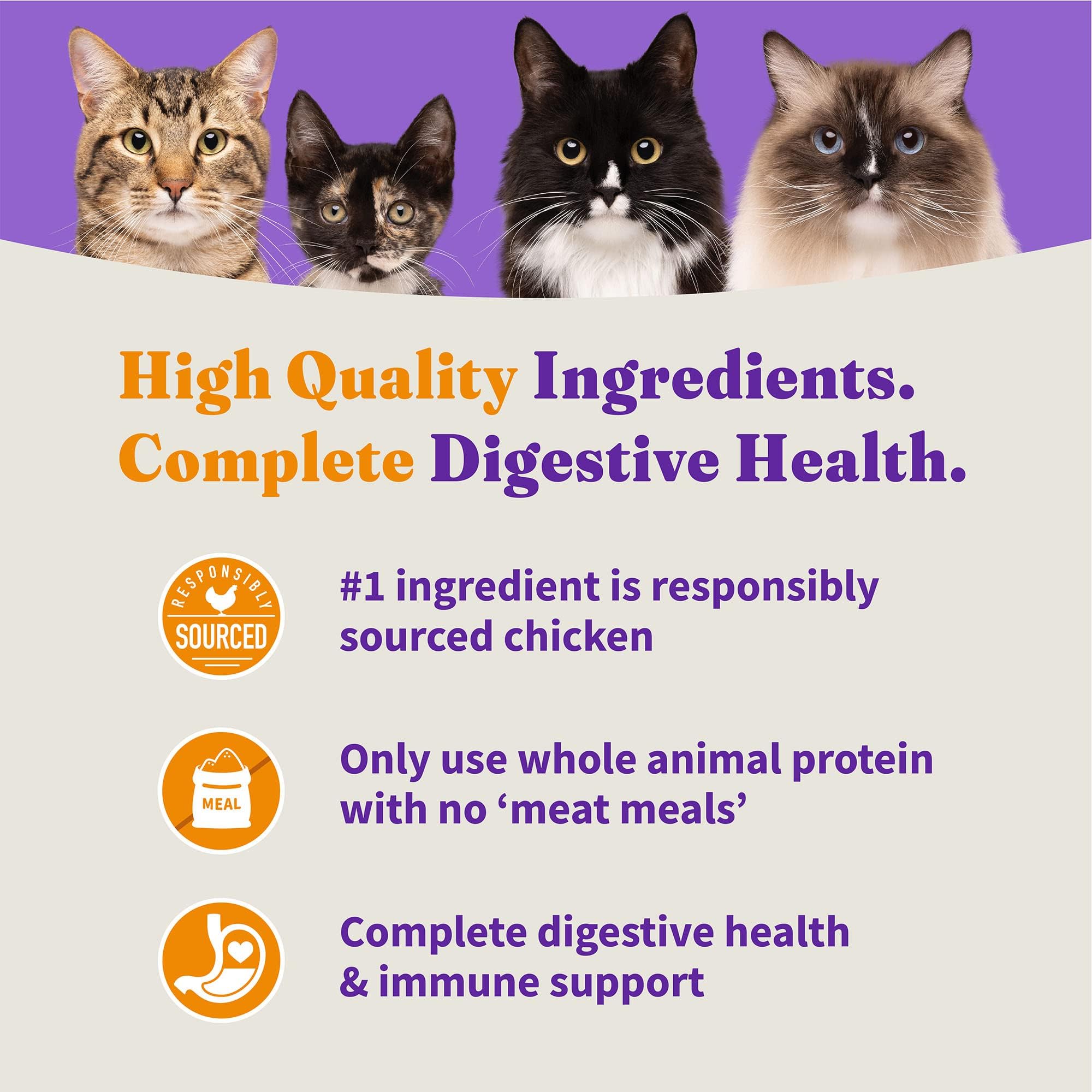 Halo Holistic Indoor Cat Food Dry, Grain Free Cage-free Chicken Recipe for healthy weight support, Complete Digestive Health, Dry Cat Food Bag, Adult Formula, 3-lb Bag