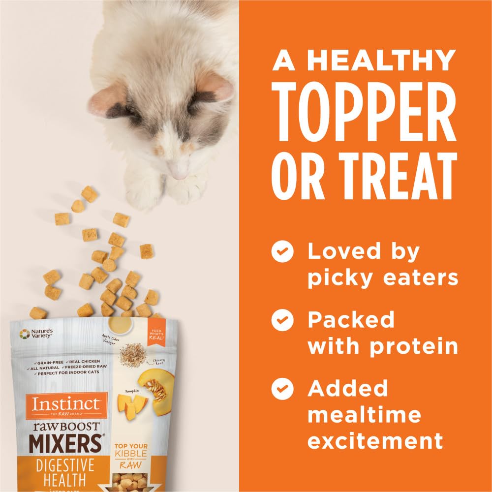 Instinct Freeze Dried Raw Boost Mixers Grain Free Digestive Health Recipe All Natural Cat Food Topper by Nature's Variety, 5.5 oz. Bag