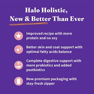 Halo Holistic Cat Food Dry, Wild-caught Salmon and Whitefish Recipe, Complete Digestive Health, Dry Cat Food Bag, Adult Formula, 3-lb Bag