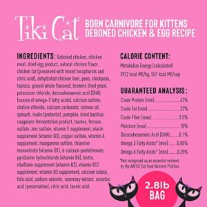 Tiki Cat Born Carnivore Baby, High-Protein and Grain-Free, Complete and Balanced Dry Cat Food for Kittens 6 Weeks+, 5.6 lbs. Bag