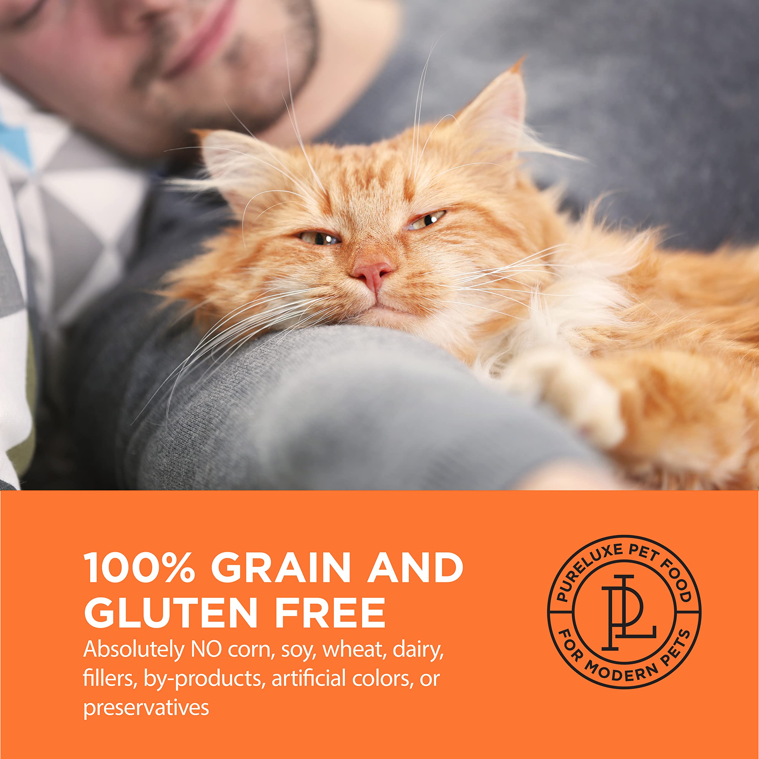 PURELUXE Grain and Gluten Free Cat Food, Long Hair Elite Nutrition, Chicken and Salmon, for Cats and Kittens with Longhair at All Life Stages and Breeds, Made in The USA, 3.3lbs