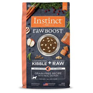 instinct raw boost grain free recipe with real salmon natural dry cat food by nature's variety, 4.5 lb. bag