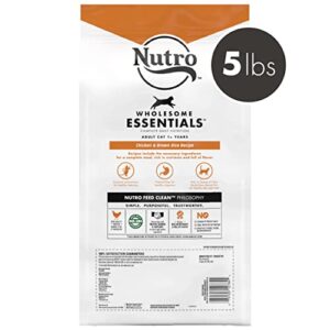 NUTRO WHOLESOME ESSENTIALS Natural Dry Cat Food, Adult Cat Chicken & Brown Rice Recipe Cat Kibble, 5 lb. Bag