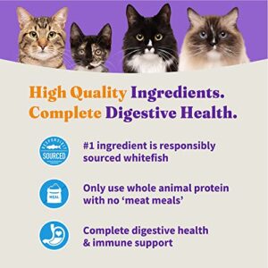 Halo Holistic Cat Food Dry, Wild-caught Whitefish Recipe for Sensitive Stomach Support, Complete Digestive Health, Dry Cat Food Bag, Sensitive Stomach Formula, 3-lb Bag