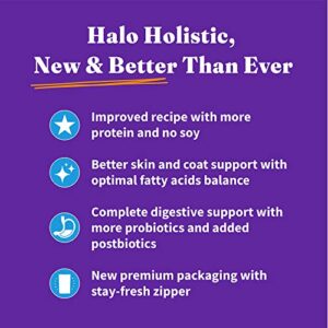 Halo Holistic Cat Food Dry, Wild-caught Whitefish Recipe for Sensitive Stomach Support, Complete Digestive Health, Dry Cat Food Bag, Sensitive Stomach Formula, 3-lb Bag