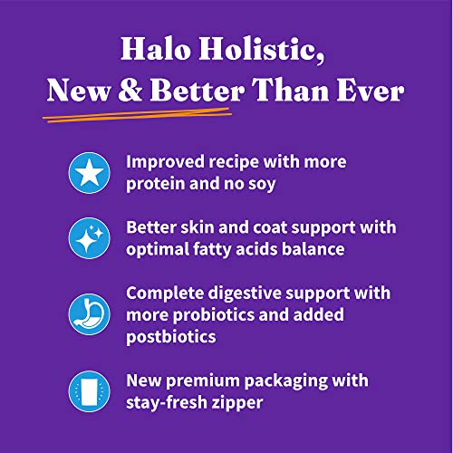 Halo Holistic Cat Food Dry, Wild-caught Whitefish Recipe for Sensitive Stomach Support, Complete Digestive Health, Dry Cat Food Bag, Sensitive Stomach Formula, 3-lb Bag