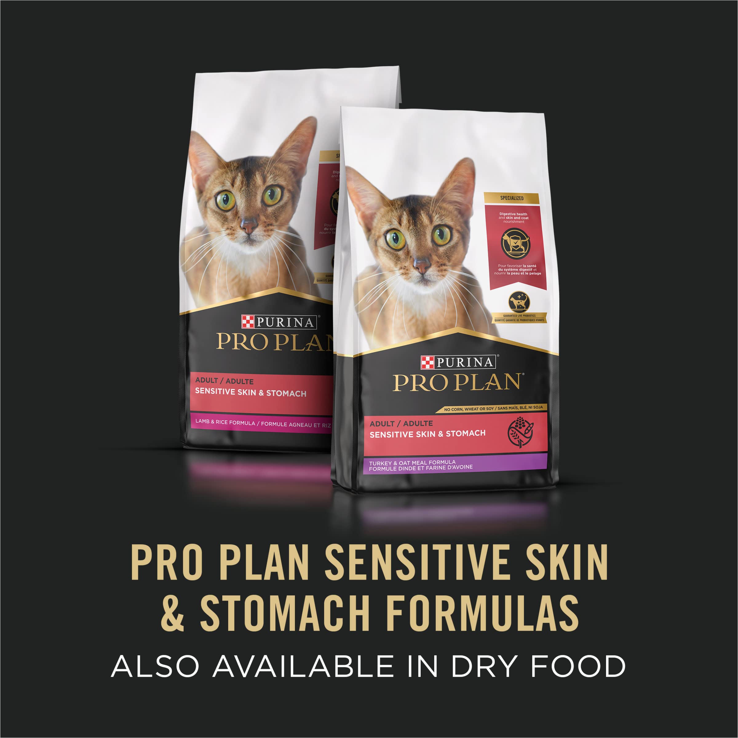 Purina Pro Plan Sensitive Skin and Stomach Cat Food, Tuna and Oat Meal Entree - (Pack of 24) 3 oz. Cans