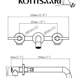 Wall Mount Tub Filler,Two Handle Bathtub Wall Faucet,Extra Long Spout Reach with High Water Flow,Brass Rough in Valve Included, Gold Brushed