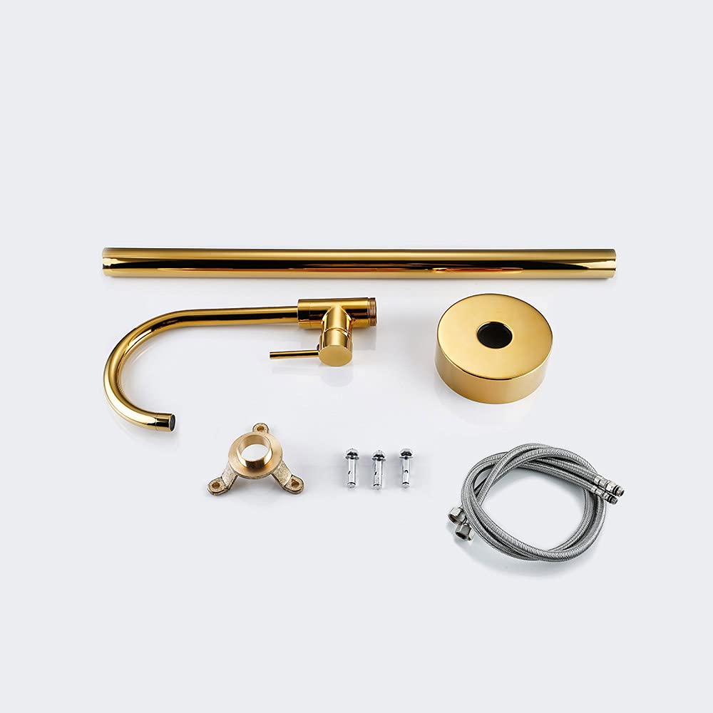 Akitbahome Freestanding Bathtub Faucet Tub Filler Faucet in Plating Gold,Floor Mount Single Handle Bathroom Shower