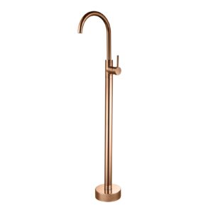 LFGUD Floor Mount Bathtub Faucet, Gold Finished Brass Bathroom Freestanding Tub Filler Single Handle Tub Spout