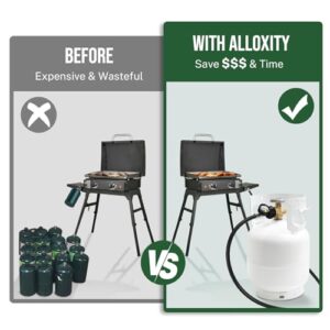 Alloxity 6FT Propane Hose Adapter 1lb to 20lb, Propane Tank Hose with Gauge, Propane Adapter 20lb to 1lb Converter, Adapter Hose for Weber Q Grill, Coleman Camp Stove, Blackstone Griddle, Buddy Heater