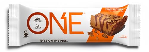 ONE Protein Bars, Peanut Butter Pie, Gluten Free Protein Bars with 20g Protein and 1g Sugar, Pantry Staples, 2.12 oz (12 Count)