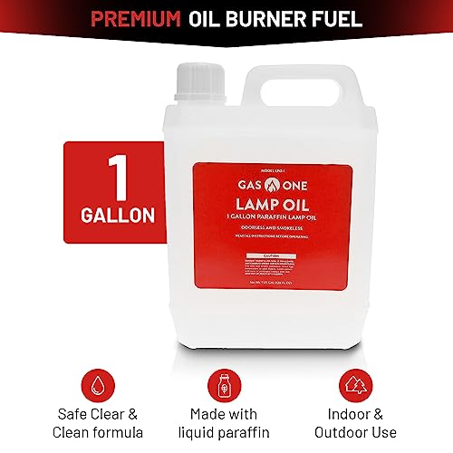 GasOne Liquid Paraffin Lamp Oil – 1 Gallon (128oz) Clear Oil Lamp – Multifunctional Lamp Oil Smokeless Odorless Indoor Ideal for Lamps, Lanterns, Tiki Torch – Safe Packaging