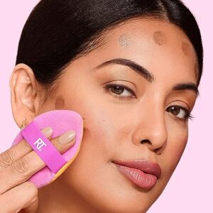 Real Techniques Miracle 2-In-1 Powder Puff, Dual-Sided, Full-Size Makeup Blending Puff, Reversible Elastic Band, Precision Tip Makeup Sponge & Powder Puff, For Liquid, Cream & Powder, 1 Count