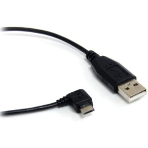 startech.com 1 ft / 30cm micro usb cable - a to right angle micro b - usb type a (m) - 90 degree micro-usb type b (m) - black (uusbhaub1ra)