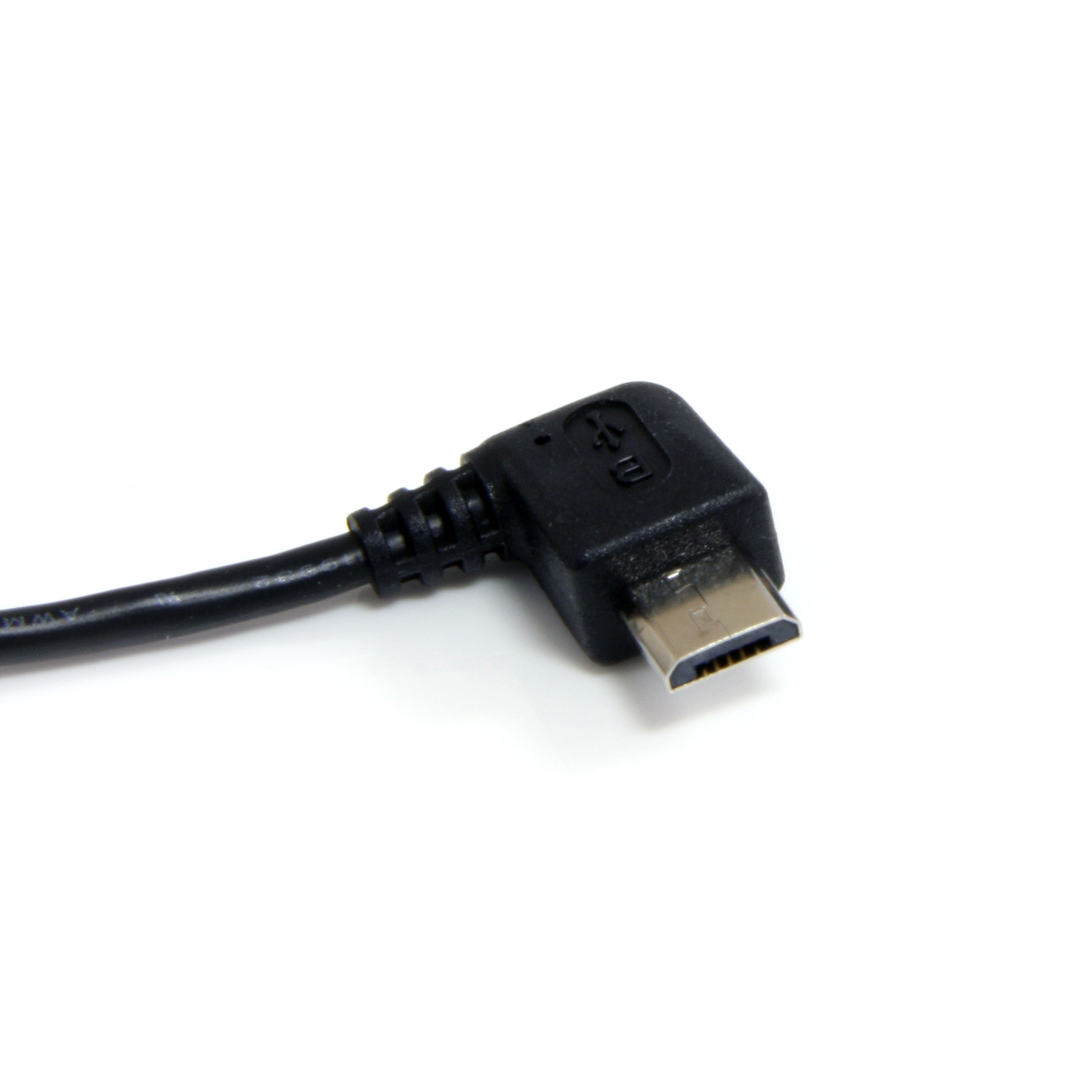 StarTech.com 1 ft / 30cm Micro USB Cable - A to Right Angle Micro B - USB Type A (M) - 90 Degree Micro-USB Type B (M) - Black (UUSBHAUB1RA)