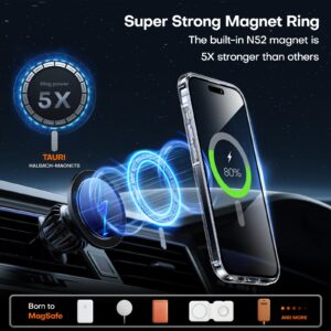 TAURI Magnetic Case for iPhone 15 Pro [Military Grade Drop Protection], Transparent Slim Fit for iPhone 15 Pro Case Mag-Safe-Clear